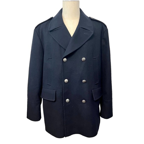 VINCE CAMUTO Men's XXL Wool Pea Coat Double Breasted Navy Blue Nautical Preppy - Picture 1 of 11